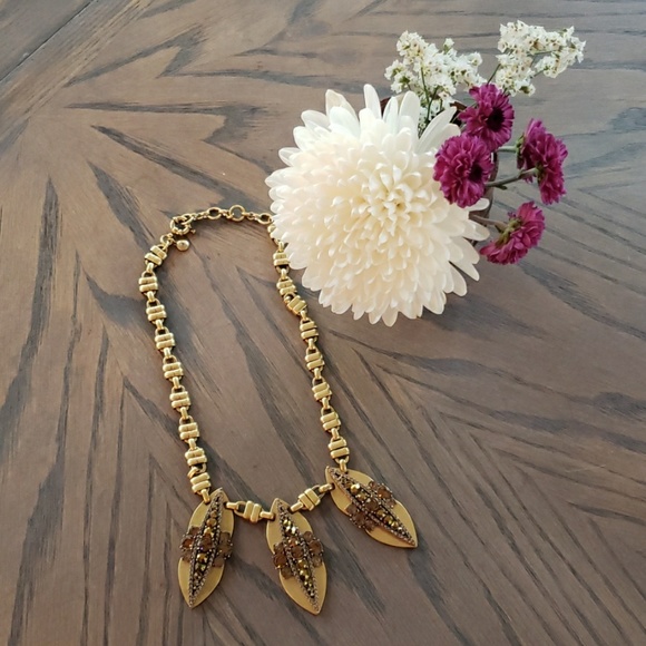 J. Crew Gold Rhinestone Necklace - Picture 1 of 4